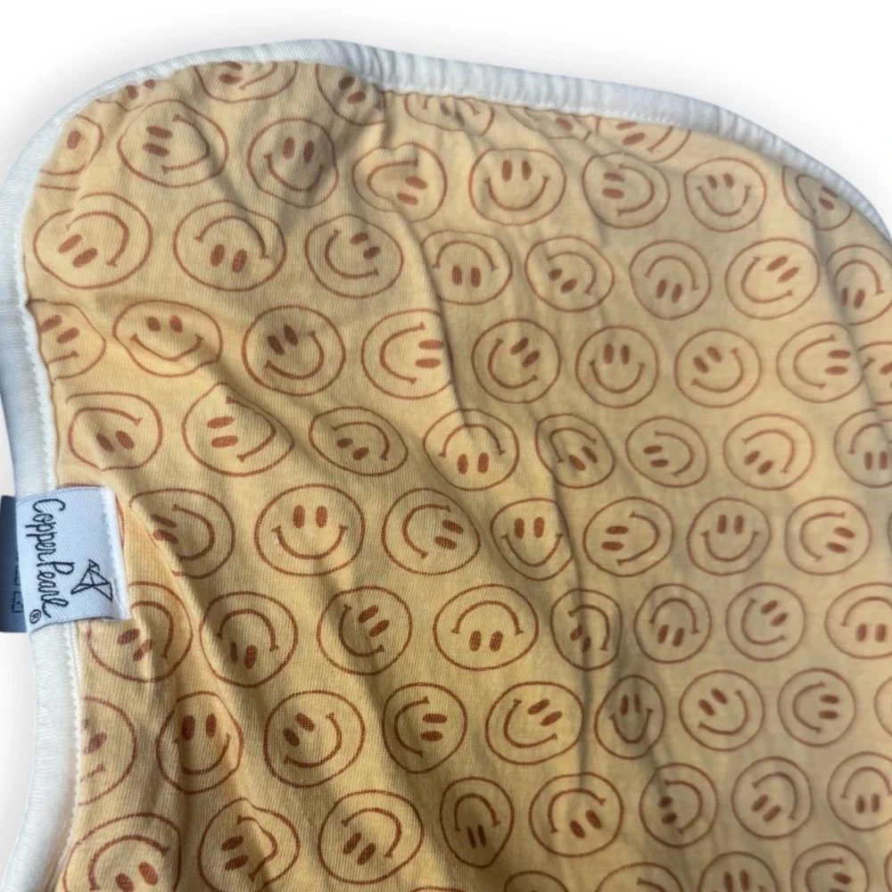 Copper Pearl Burp Cloth 3 Pack Smiley Face Sun Lightning Bolt Blue Yellow Cream